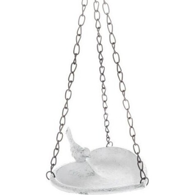 Żeliwo Poidełko wiszące srece z ptaszkiem białe