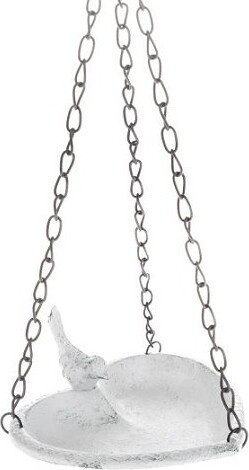 Żeliwo Poidełko wiszące srece z ptaszkiem białe