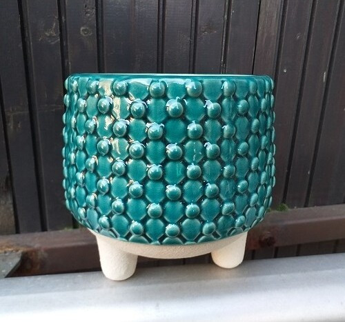 Doniczka Doris turkus na nóżkach