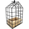 Klatka metal czarna z drewnianą skrzynką