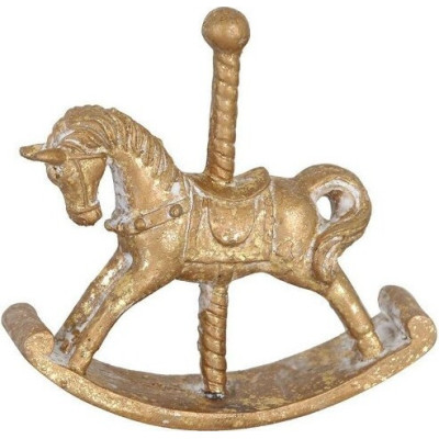 Koń na biegunach złoty mały