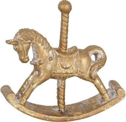 Koń na biegunach złoty mały