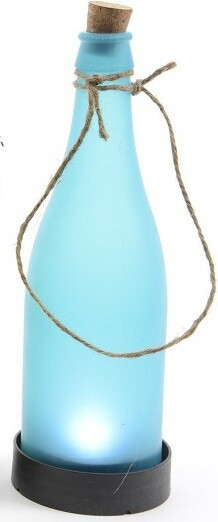 Lampa solarna ledowa wisząca w kształcie niebieskiej butelki