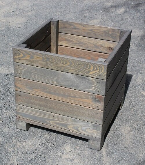 Donica drewniana kwadrat szara