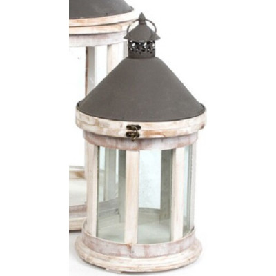 Latarnia okrągła drewniana biała