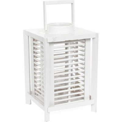 Biały lampion kwadratowy drewniany