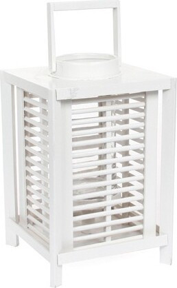 Biały lampion kwadratowy drewniany