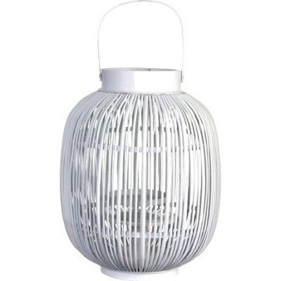 Biały drewniany, ażurowy lampion