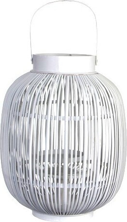 Biały drewniany, ażurowy lampion