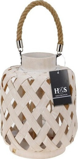 Biały lampion bambusowy okrągły