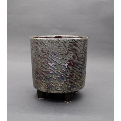 Doniczka Shalin na nóżkach czarnobrązowa