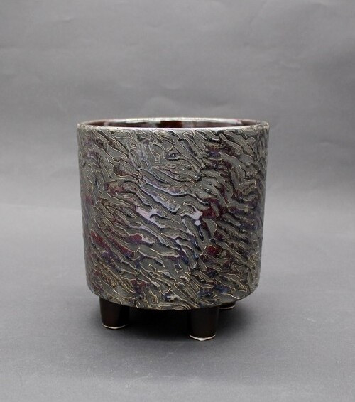 Doniczka Shalin na nóżkach czarnobrązowa