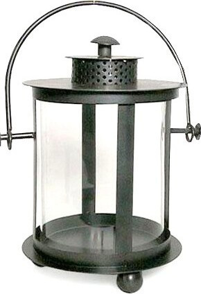 Latarnia metalowa okrągła czarna wisząca