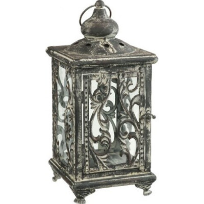 Latarnia metalowa z roślinną ornamentyką