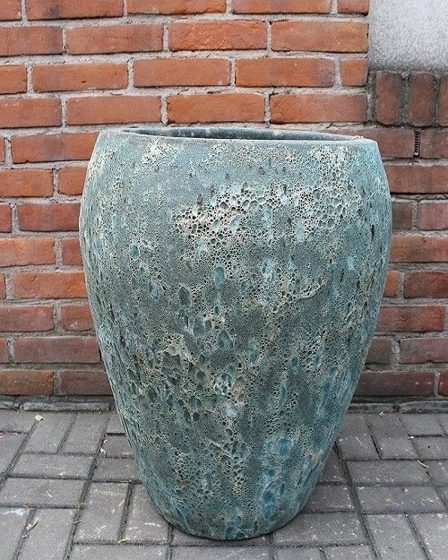 Wazon Atlantis Vulcano pękaty niebiesko-kremowy