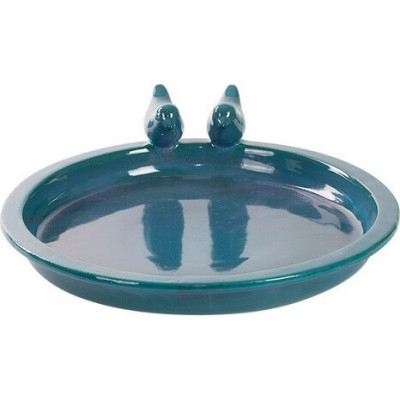 Poidełko okrągłe z 2 ptaszkami petrol ceramika