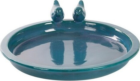 Poidełko okrągłe z 2 ptaszkami petrol ceramika