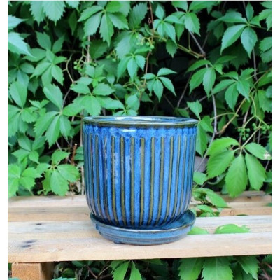 Doniczka Vici Blue prążki