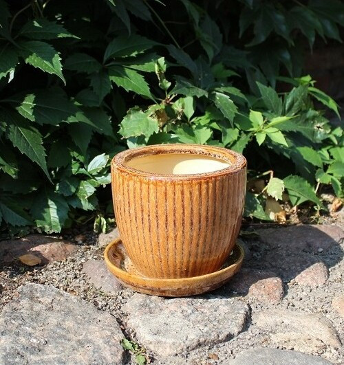 Doniczka Vici brązowe prążki