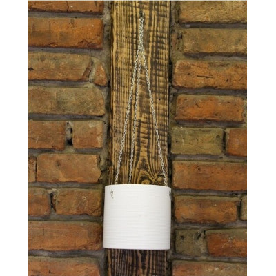 Doniczka wisząca walec prążkowany biały Panna