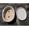 Biała owalna doniczka do bonsai