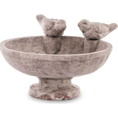 Poidełko okrągłe na nóżce 2 ptaszki krem niskie