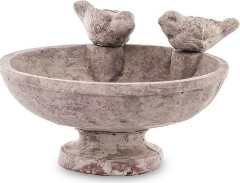 Poidełko okrągłe na nóżce 2 ptaszki krem niskie