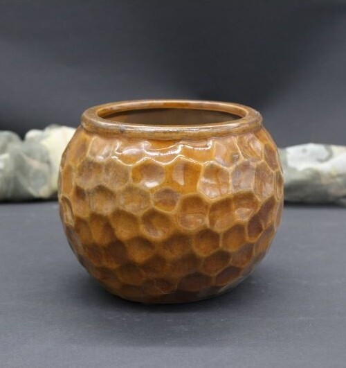 Doniczka Plaster Miodu pękata brąz