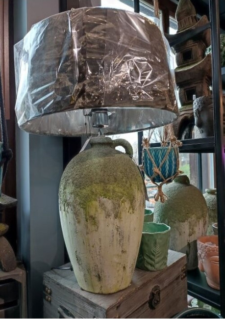 Lampa stołowa ROCIO XL green&antique - 22x45 cm + abażur