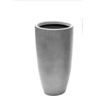 Betonowy wysoki okrągły wazon szary