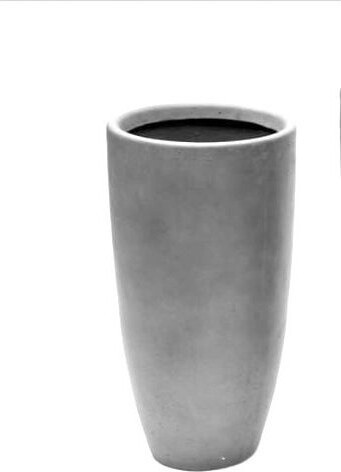 Betonowy wysoki okrągły wazon szary