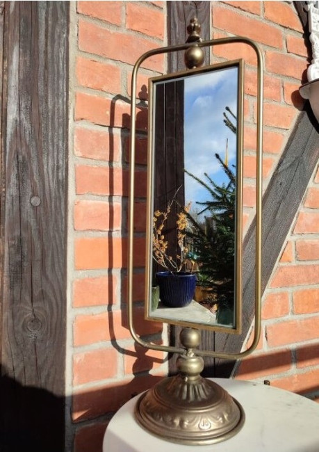 Lustro stojące prostokątne obrotowe złote