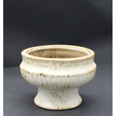 Doniczka Roma prążki na nóżce beż niska