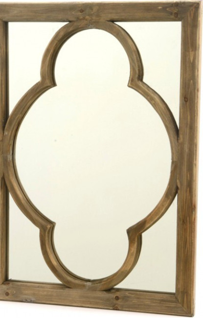 Prostokątne drewniane lustro witraż