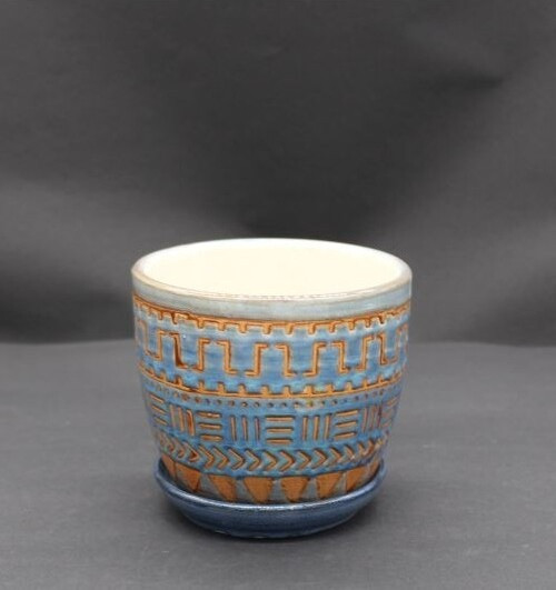 Doniczka HG niebieski wzór