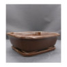 Doniczka bonsai prostokątna brązowa z podstawkiem