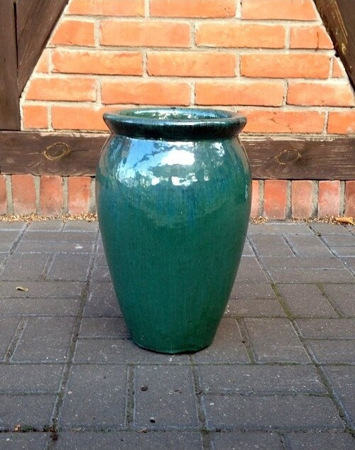 Donica wazon szkliwiony turkusowy