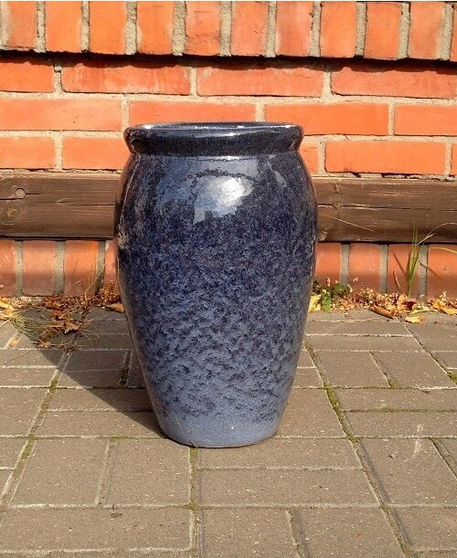 Donica wazon szkliwiony szaroniebieski