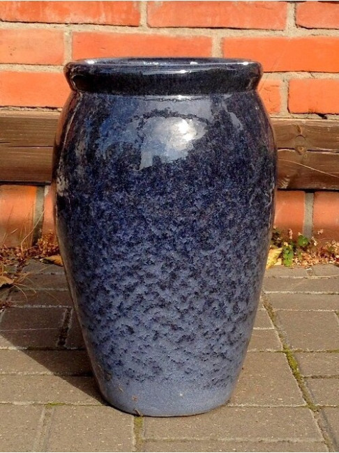 Donica wazon szkliwiony szaroniebieski