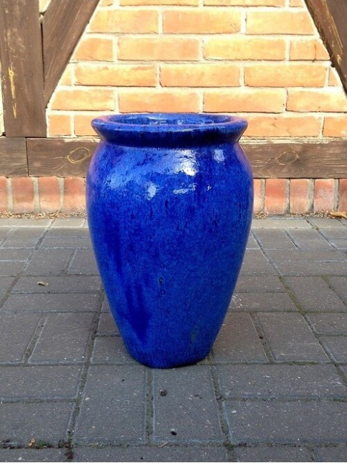 Donica wazon szkliwiony niebieski