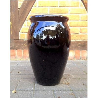 Donica wazon szkliwiony czarny