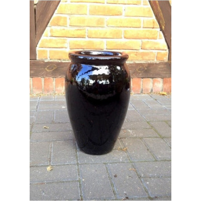 Donica wazon szkliwiony czarny