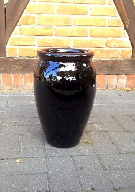 Donica wazon szkliwiony czarny