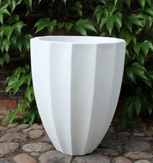 Donica Haloes AFILA wazon ryflowany biały