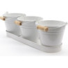 Doniczka potrójna białe metalowe wiaderka