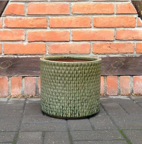 Donica ceramiczna zielona walec