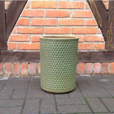 Donica ceramiczna zielona wysoki walec