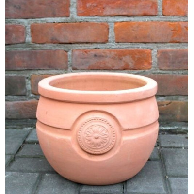 Donica terakota Misty baryłka z emblematem