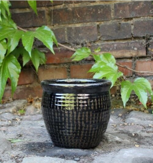 Donica Misty baryłka czarna kratka