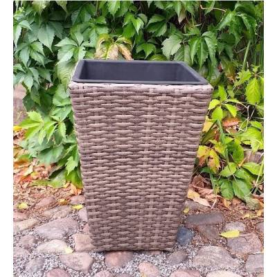 Wysoki wazon jasnobrązowy technorattan